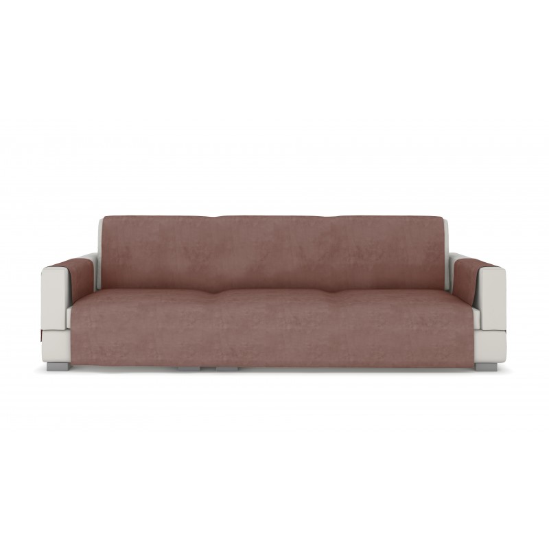 Sofos užtiesalas trivietei sofai, rožinės-avietinės spalvos veliūras