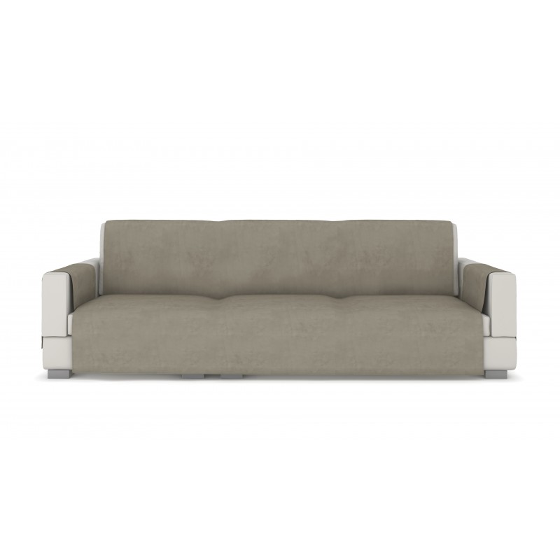 Sofa cover for four-seater sofa, beige velour