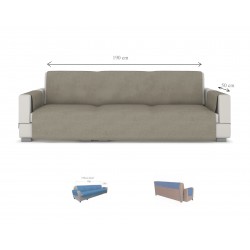 Sofa cover for four-seater sofa, beige velour
