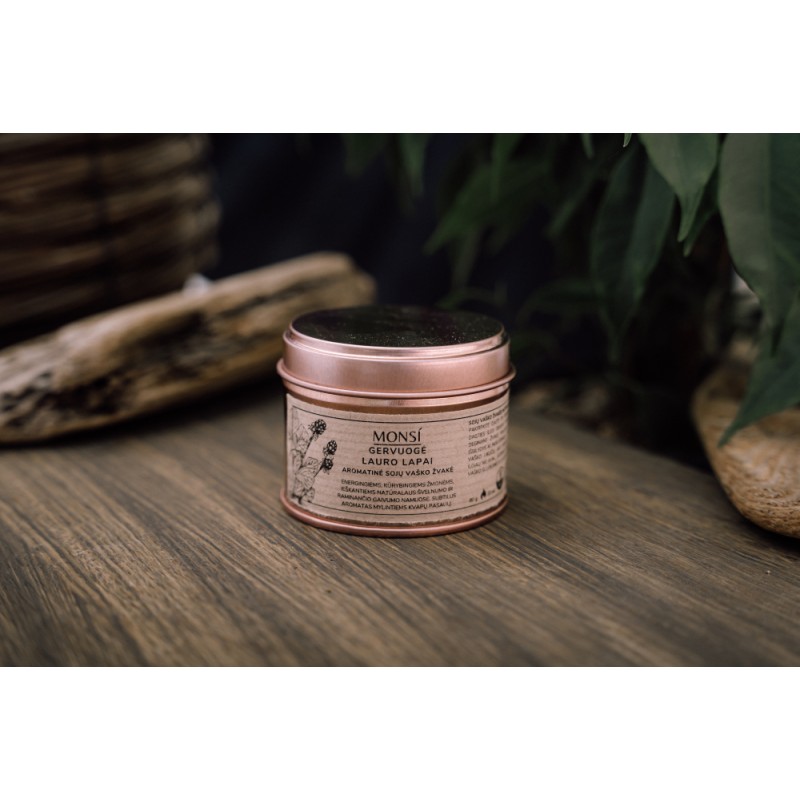 Aromātiskā svece Monsi, kazenes + lauru lapa