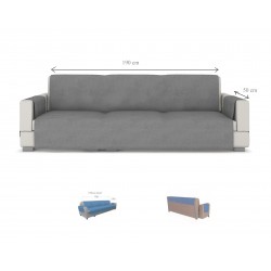 Sofa cover for four-seater sofa, gray velour